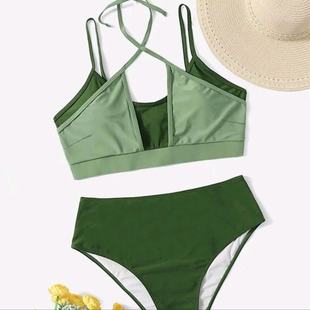 Women's (0XL) Hi-waist Green Bikini